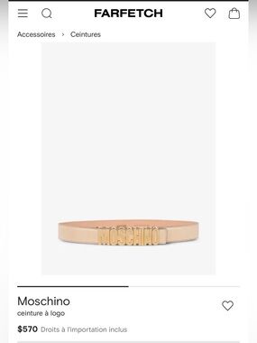 Moschino White Leather Logo Belt with Gold Buckle